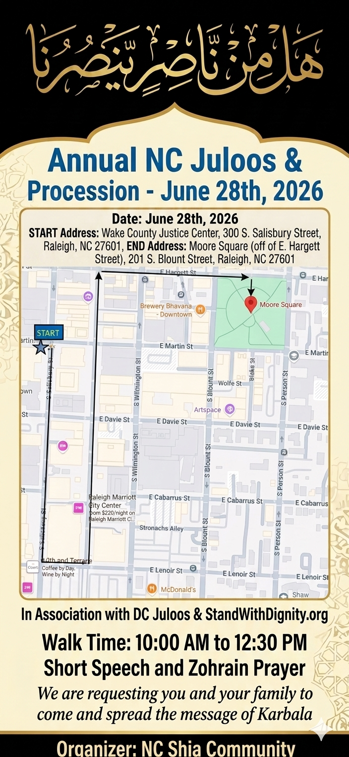 Procession route map through Downtown Raleigh